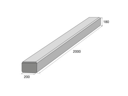 Záhonový obrubník, 2000 x 200 x 180 mm (Farba Prírodná / Hladký)