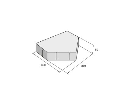 Dlažba H-E-X priečna polovička, 300 x 350 x 80 mm