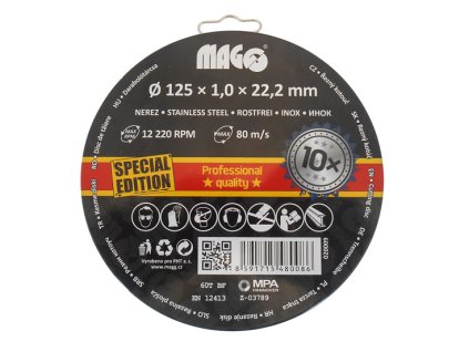 Řezný kotouč na nerez 125x1,0x22,2mm - 10 ks set