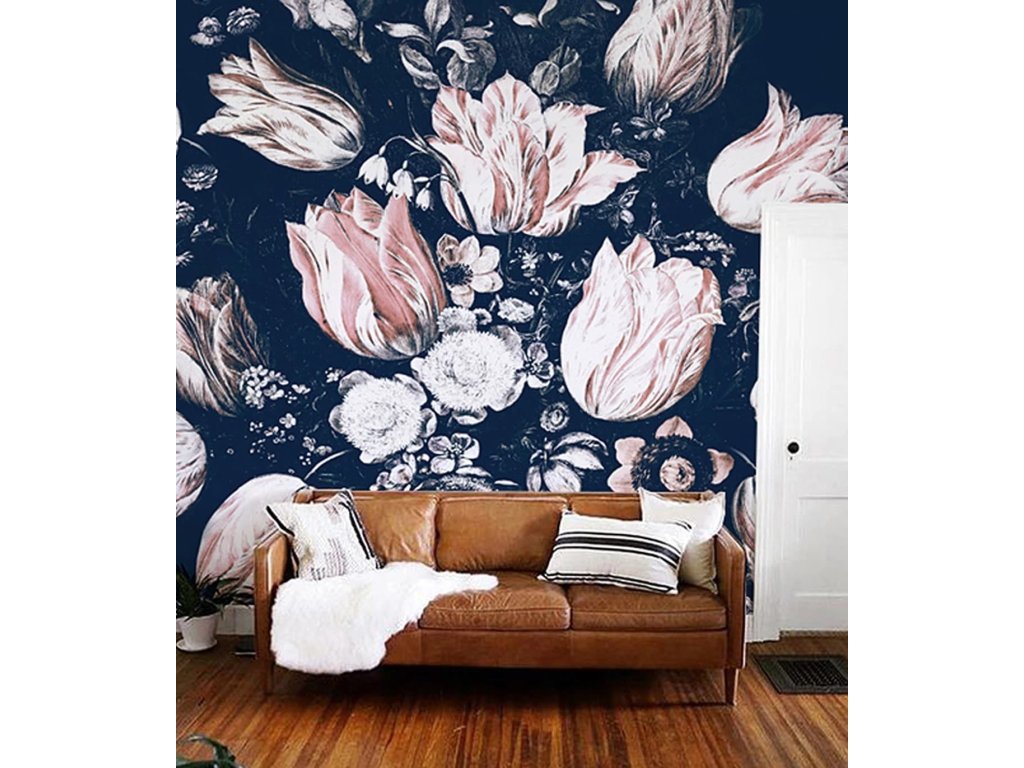 floral navy tapeta v rolich wallcolors design lover (2)