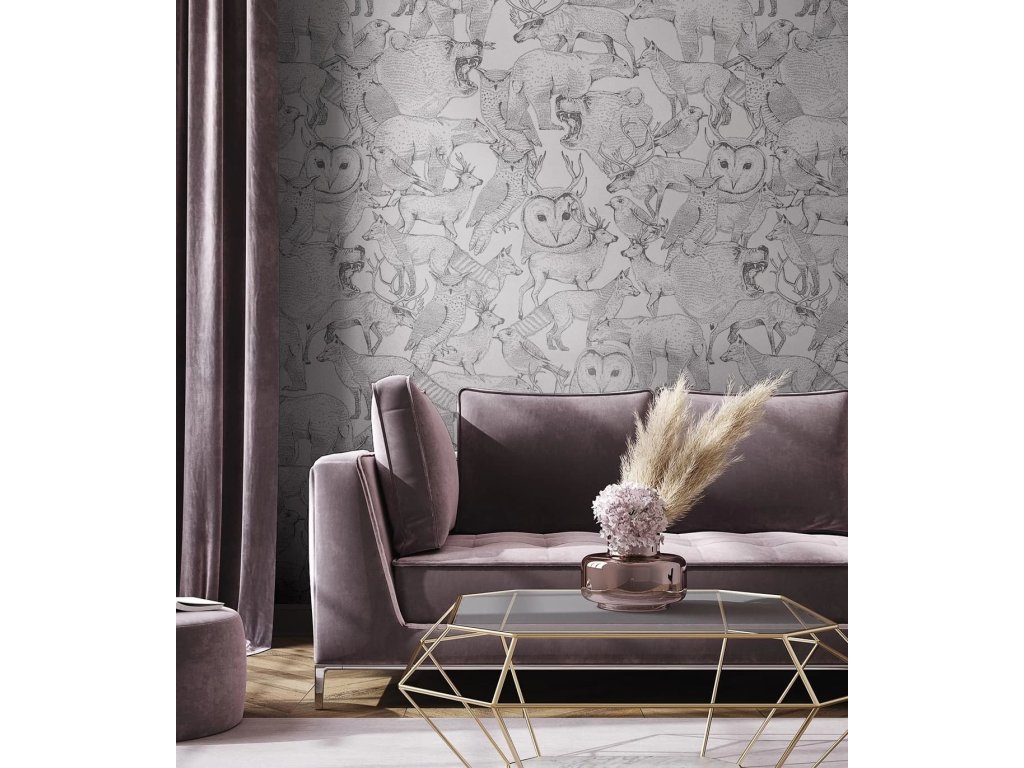 forest friends grey tapeta v rolich wallcolors design lover (3)