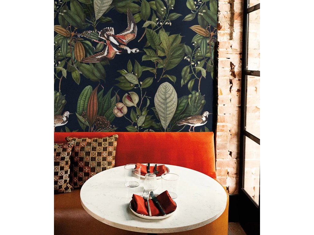 orange bird tapeta v rolich wallcolors design lovers