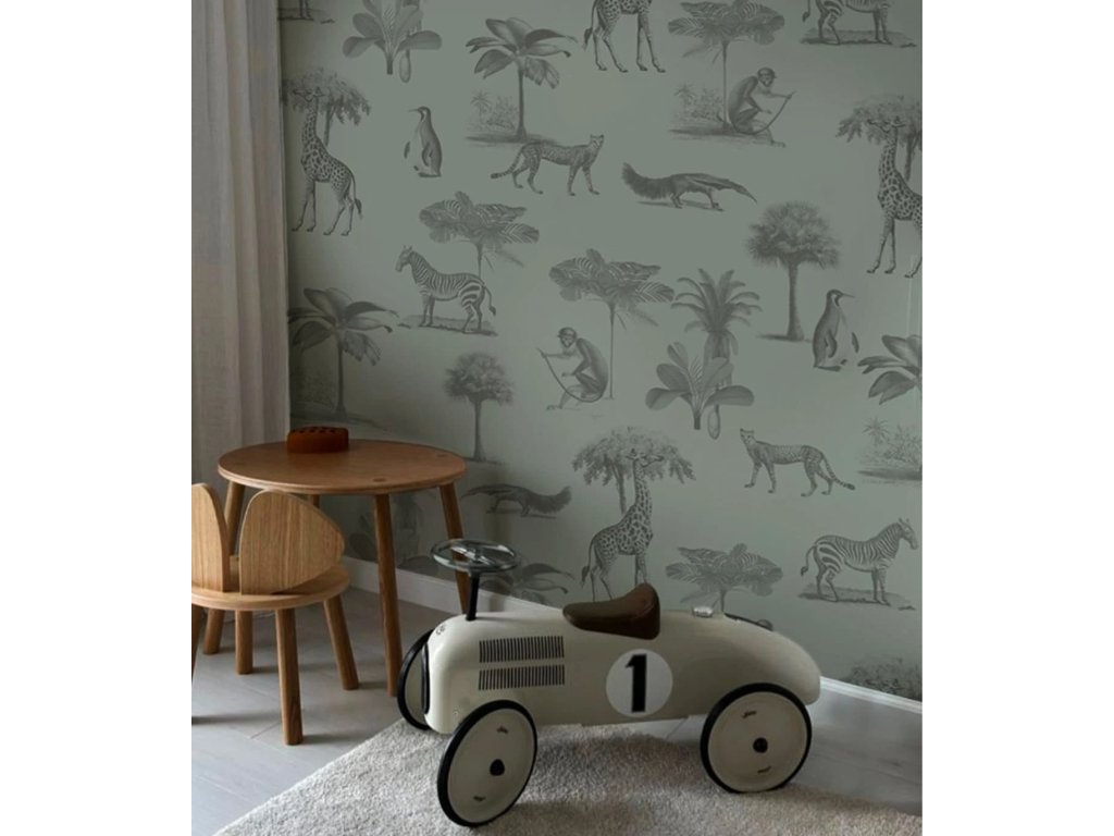 vintage animals light mint tapeta v rolich wallcolors design lovers