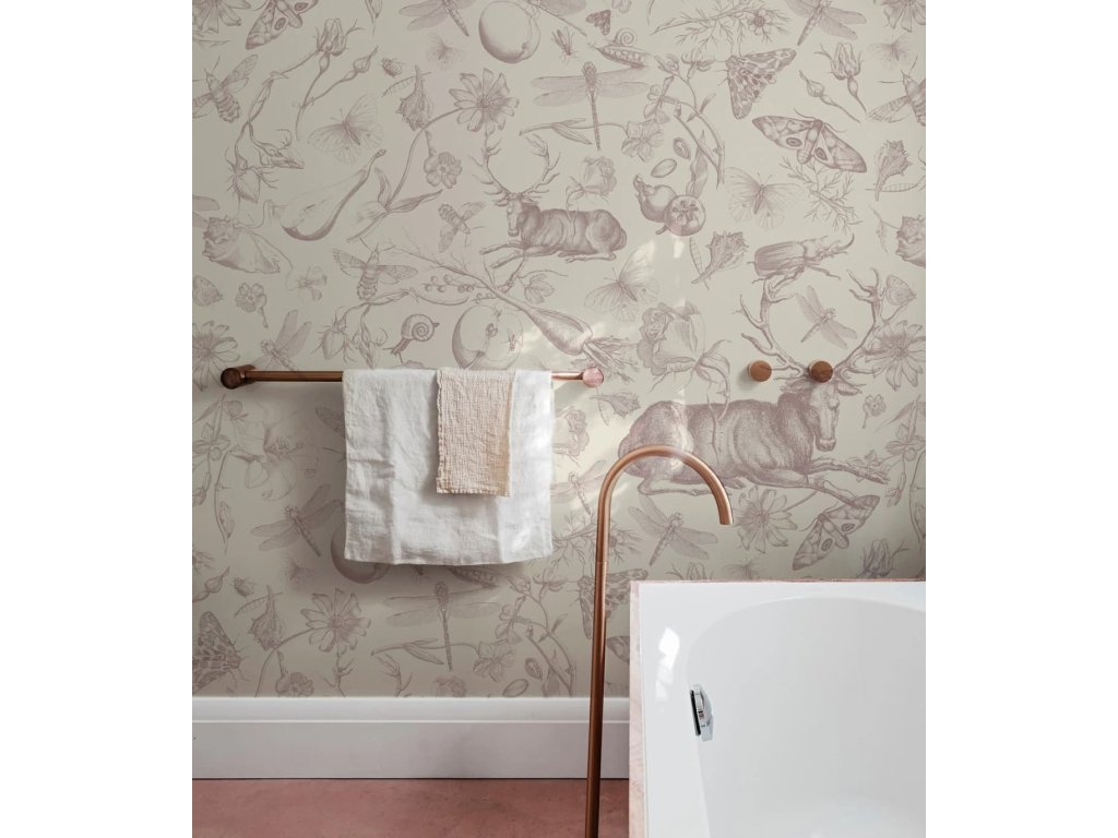 vintage botanic pink tapeta v rolich wallcolors design lovers