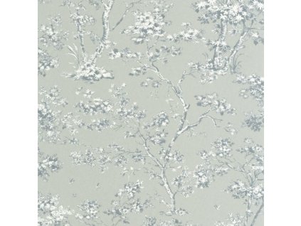 Tapeta Toile de Jouy stromy Arbre CASADECO Zeleno-modrá