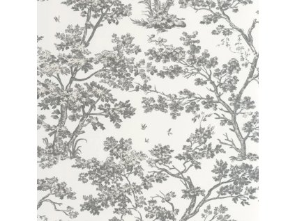 Tapeta Toile de Jouy stromy Arbre CASADECO Antracit
