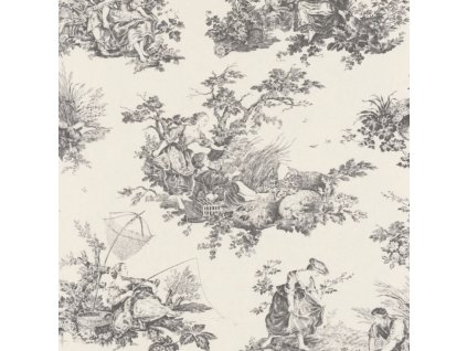 Tapeta Toile de Jouy Scene D'été CASADECO Antracit