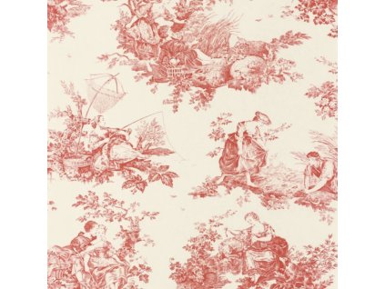 Tapeta Toile de Jouy Scene D'été CASADECO Červená