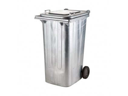9686 kovova popelnice s kolecky 240 l pozink