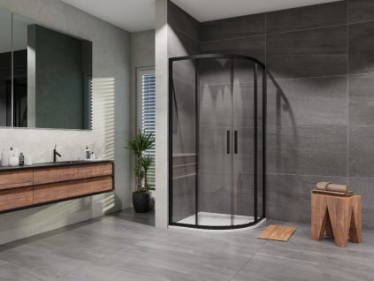 Lansanit Sprchový kout Vati QR 900x900, černý/čiré sklo