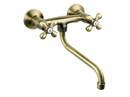 Dřezová nástěnná baterie 150 mm bronz