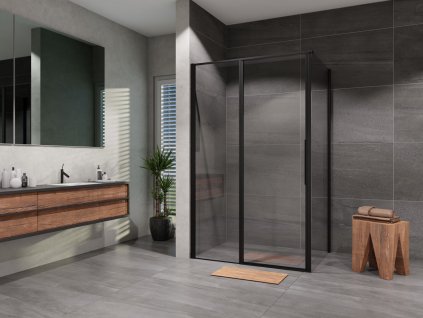 Lansanit Sprchový kout Tadao 1000x800, černý/čiré sklo