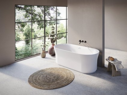 Vana Ypsilon 180x80, volně stojící, bílá, krytka odtoku bílá/černá/chrom
