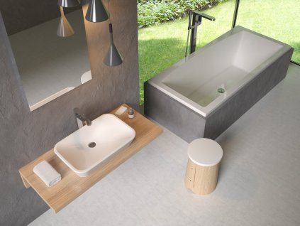 Umyvadlo Ceramic R 60, bez otvoru pro baterii, bez přepadu, bílá