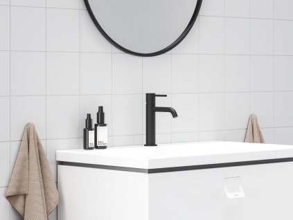 ES 012.21BLM Umyvadlová stojánková baterie BeCool 190 mm bez výpusti, Black Matt