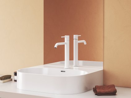 ES 014.11WV Umyvadlová stojánková baterie BeCool 250 mm bez výpusti, White Velvet