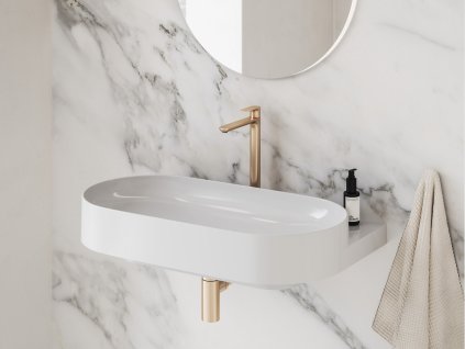 EL 015.61RGB Umyvadlová stojánková baterie BeCool 335 mm bez výpusti, Rose Gold Brushed