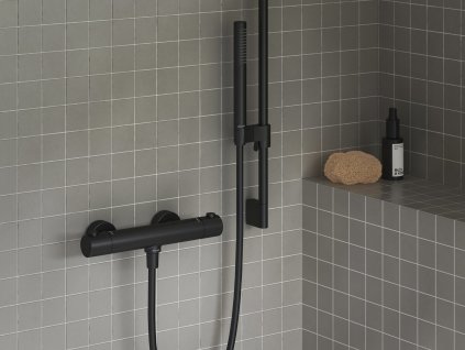 PU 033.20BL Termostatická sprchová nástěnná baterie bez sprchového setu, černá
