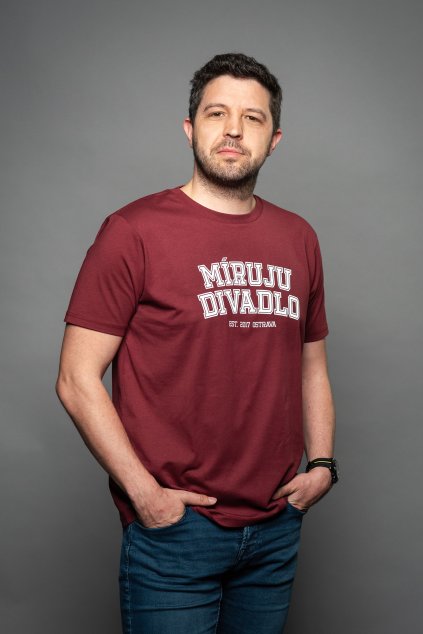 Tričko Míruju divadlo (university style) - vínové - pánské