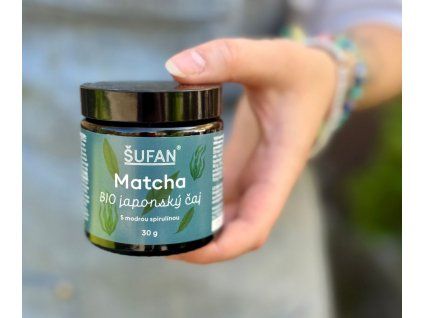 Matcha s modrou spirulinou bio, Šufan