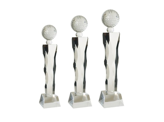tower golf, olfová trofej ze skla