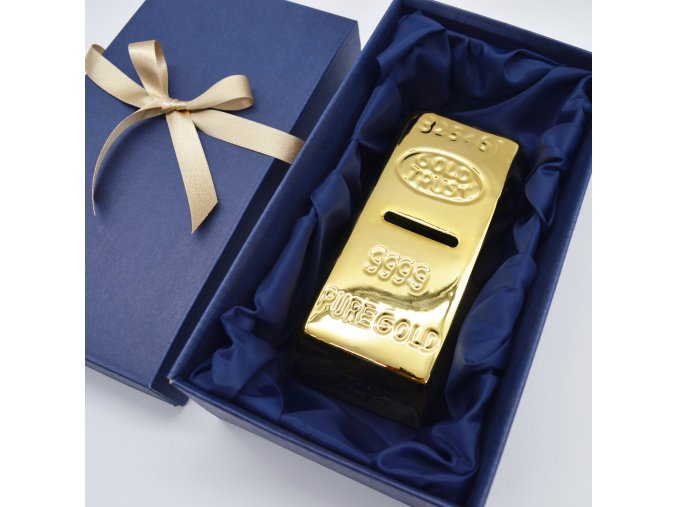 pokladnička zlatá cihla dárek