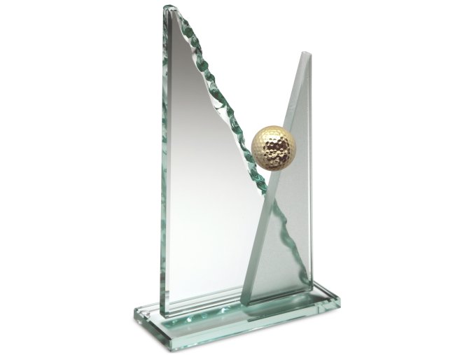 skleněná trofej ze štípaného skla