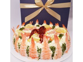 Krevetový dort . Luxusní slaný dort