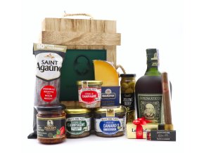 gurmánská sada s alkoholem v dřevěném boxu