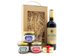 dárková sada s vínem a paštikami