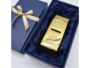 pokladnička zlatá cihla dárek