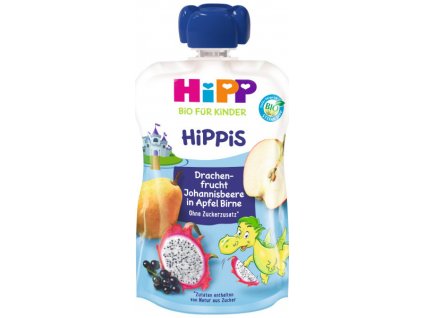 HiPP BIO 100% ovoce Jablko Hruška Dračí ovoce Černý rybíz 100 g