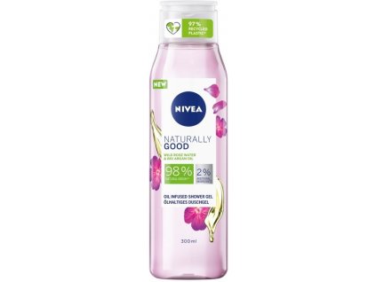 Nivea Naturally Good Wild Rose sprchový gel 300 ml