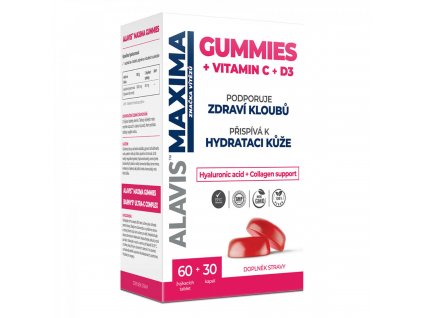 Alavis Maxima Gummies kyselina hyaluronová Vit. C+D3 60 žvýkacích tablet + 30 kapslíí