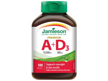 Jamieson Vitamíny A+D 10000 a 800IU Premium 100 kapslí