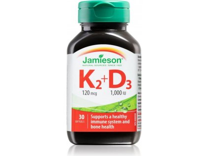 Jamieson Vitamíny K2 120mcg a D3 1000 IU 30 kapslí