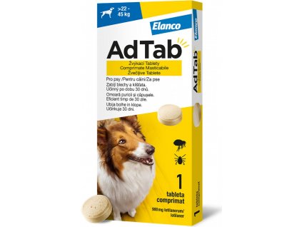 AdTab Žvýkací tablety proti blechám a klíšťatům psi 900 mg 22 45 kg 1 ks