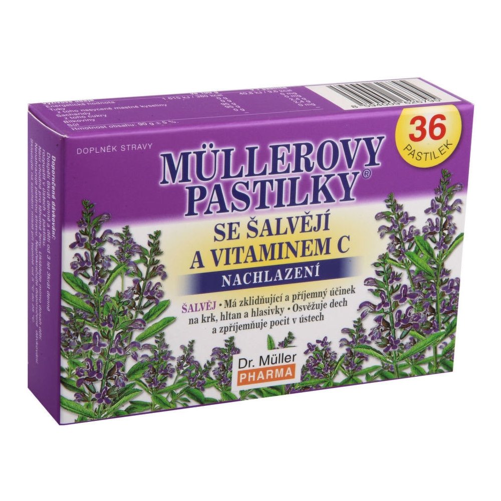 Müllerovy pastilky se šalvějí a vitaminem C 36 ks