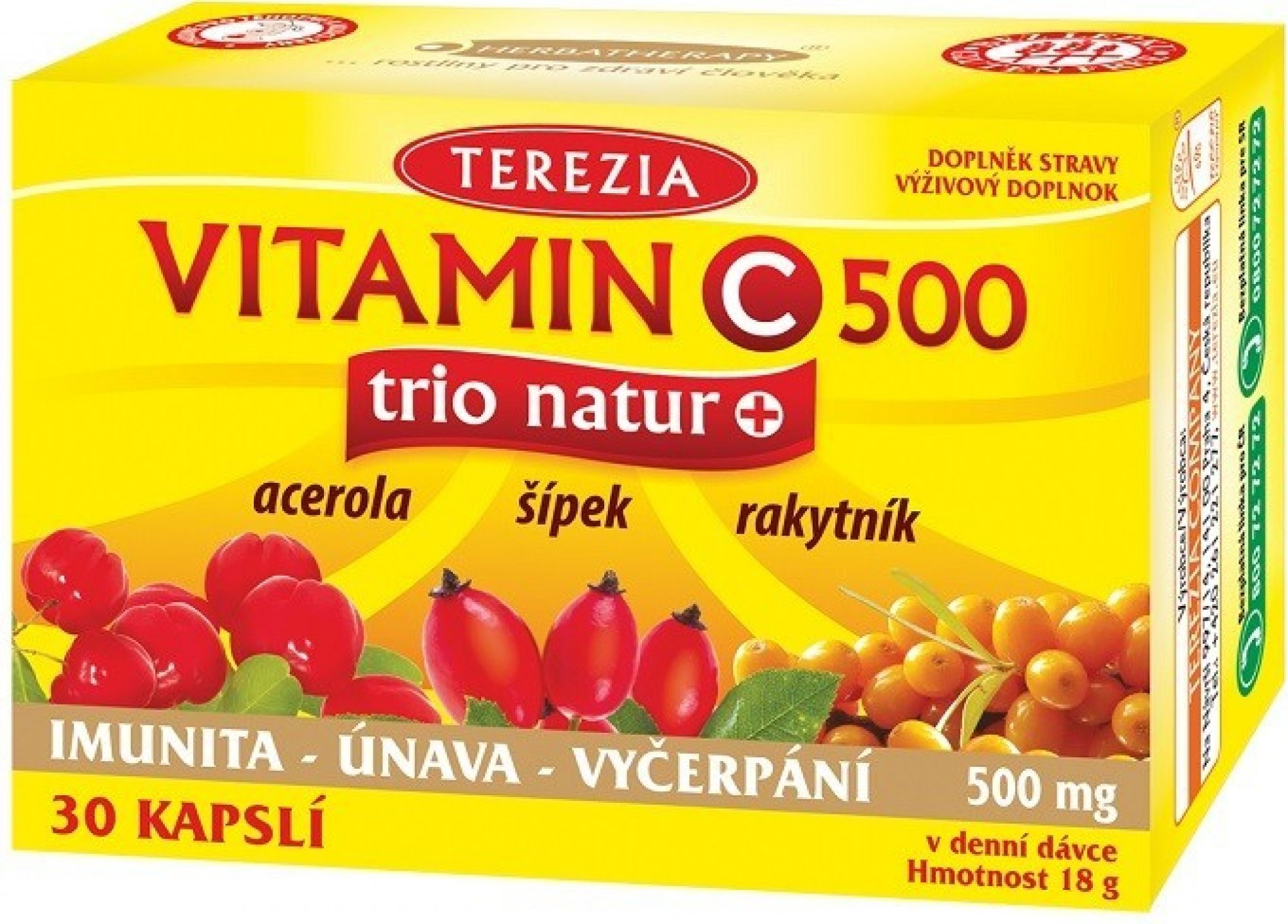 TEREZIA Vitamin C 500 mg trio natur+ 30 kapslí