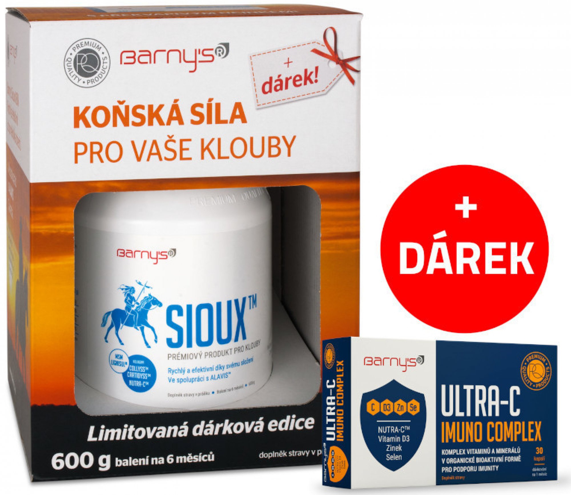 Barny's Sioux 600 g + dárek Ultra-C Imuno Complex 30 kapslí