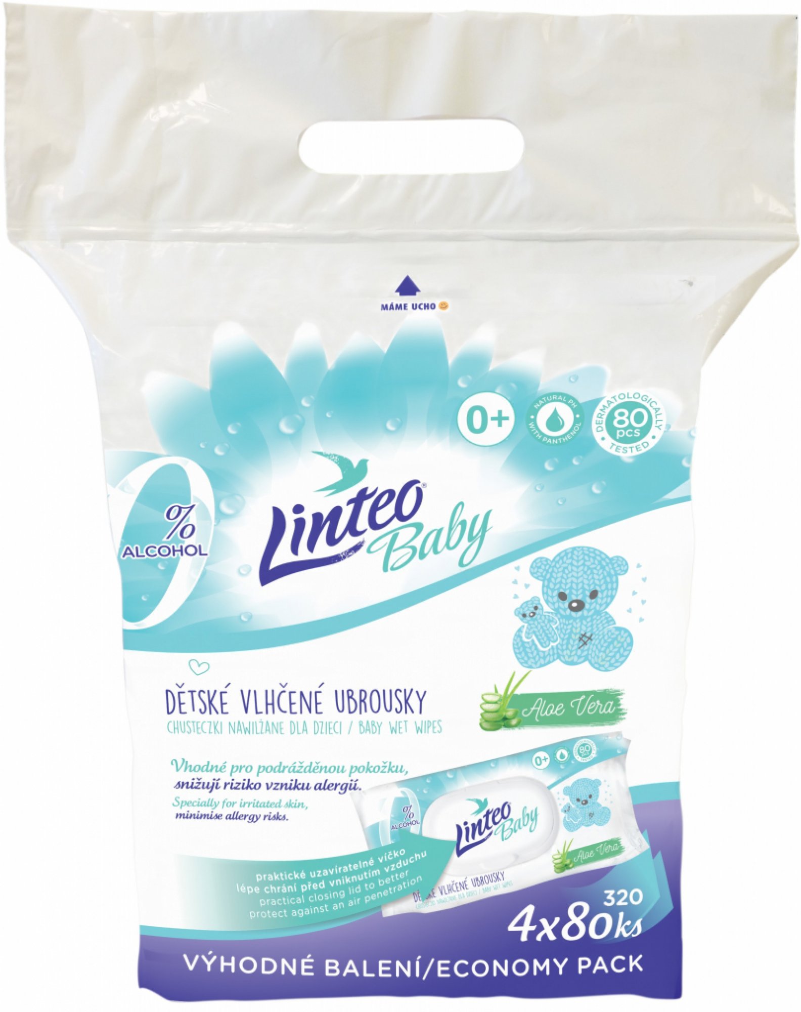 Linteo Baby vlhčené ubrousky 4 x 80 ks