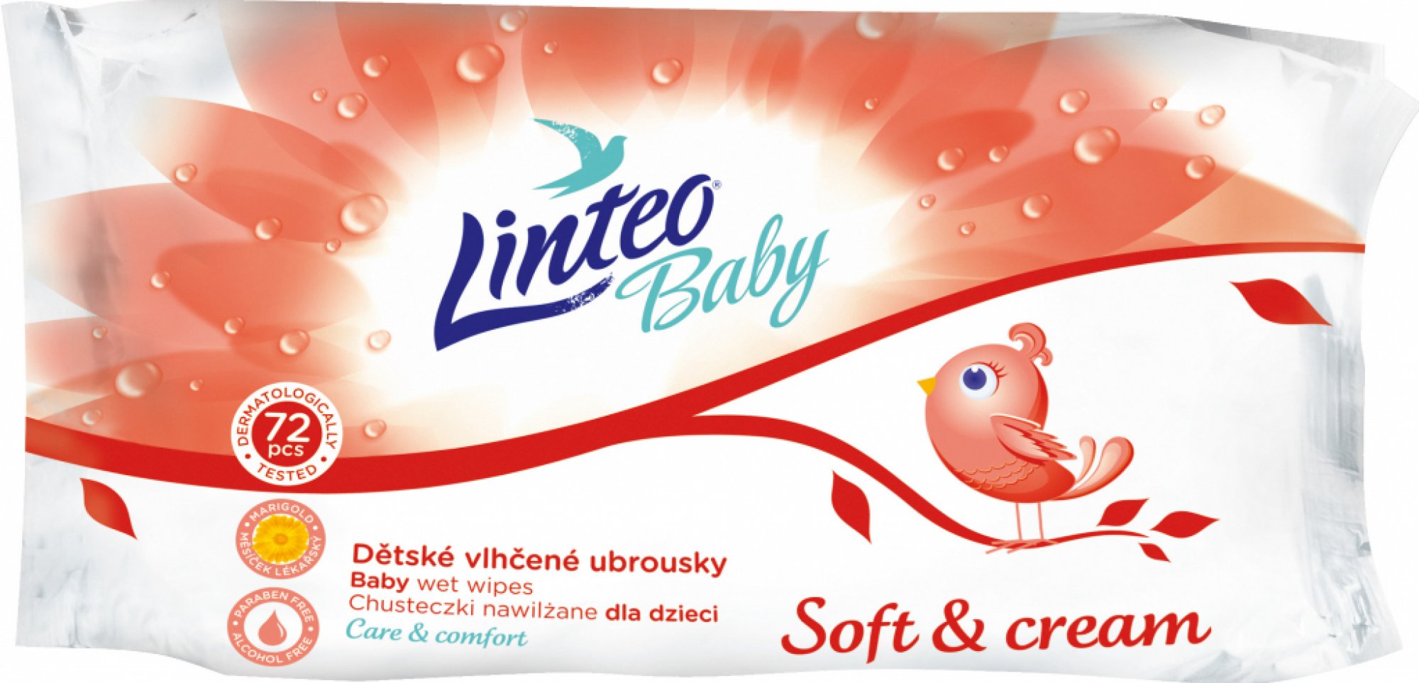 Linteo Baby dětské vlhčené ubrousky Soft/Cream 72 ks
