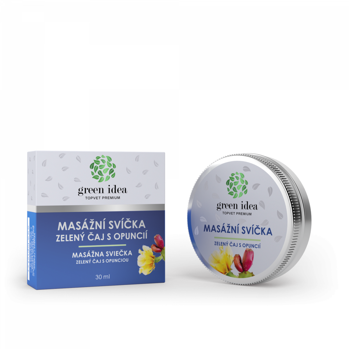 Topvet masážní svíčka zelený čaj s opuncií 30 ml