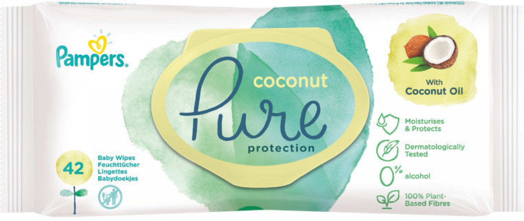 Pampers Coconut Pure Dětské Čisticí Ubrousky 42 ks