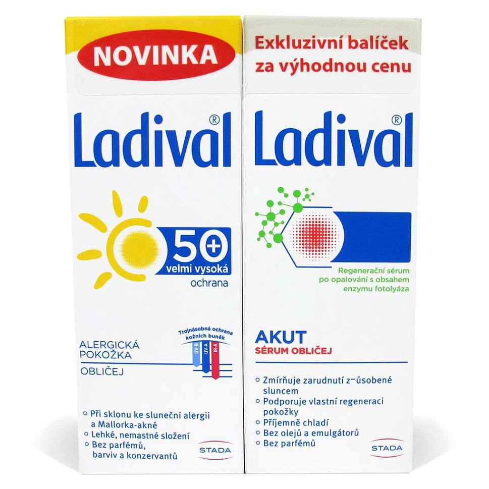 LADIVAL Duo Akut Sérum po opalování 50 ml + Gel pro alergickou pokožku obličeje OF50+ 50 ml