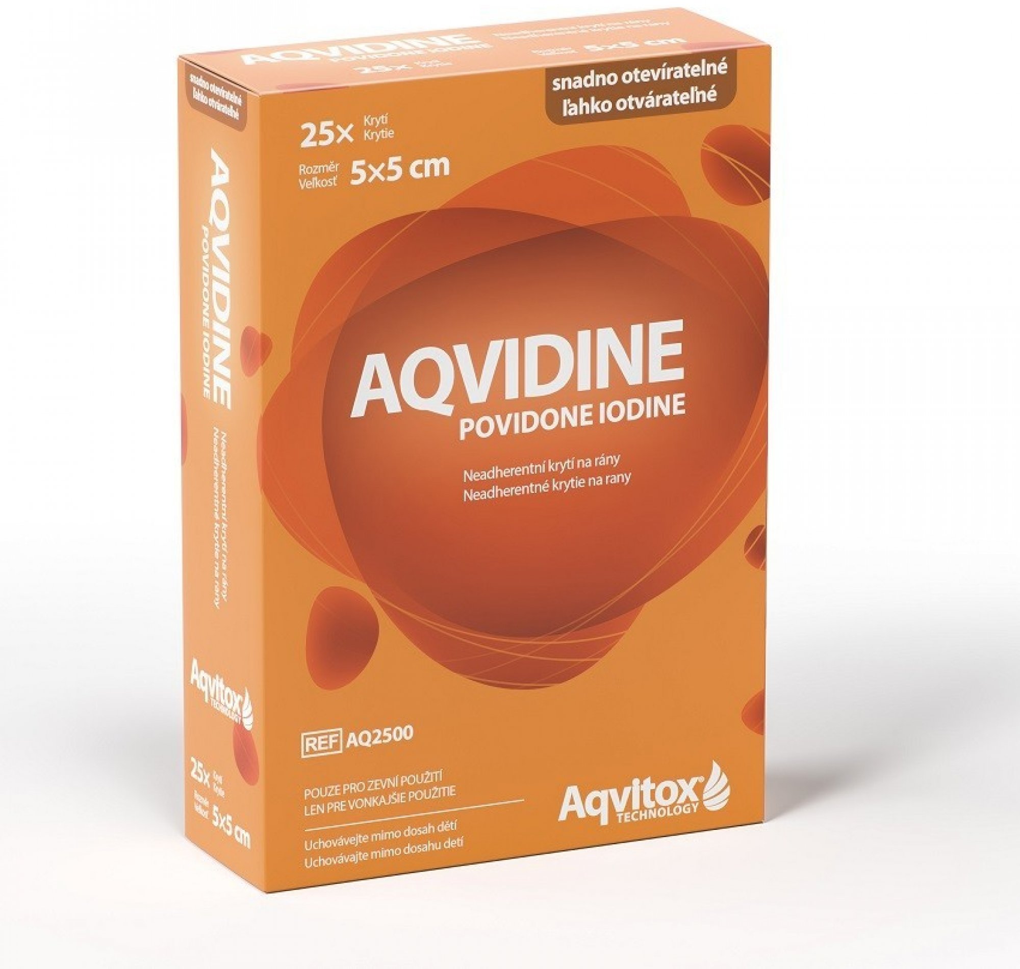 Aqvidine Povidone Iodine 5 x 5 cm 25 ks