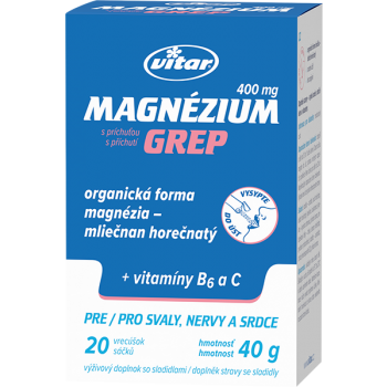 Vitar Magnezium 400 mg + vit.B6 + vit.C 20 sáčků