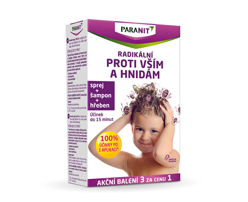 Paranit sprej 100 ml + hřeben + šampon 100 ml dárková sada