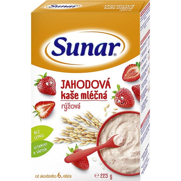 SUNAR Jahodová kašička rýžová 225 g