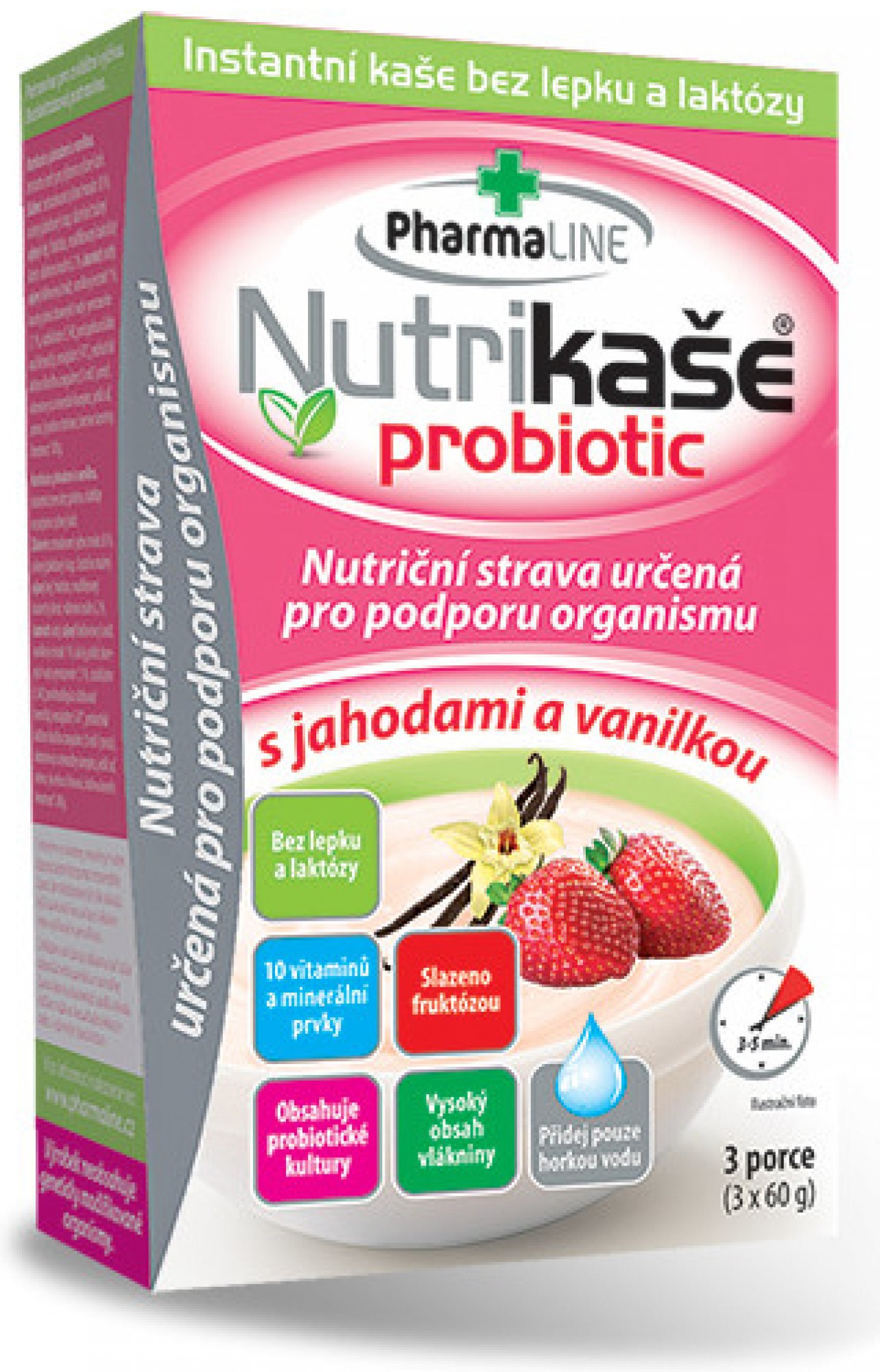 Mogador Nutrikaše probiotic s jahodami a vanilkou 3 x 60 g